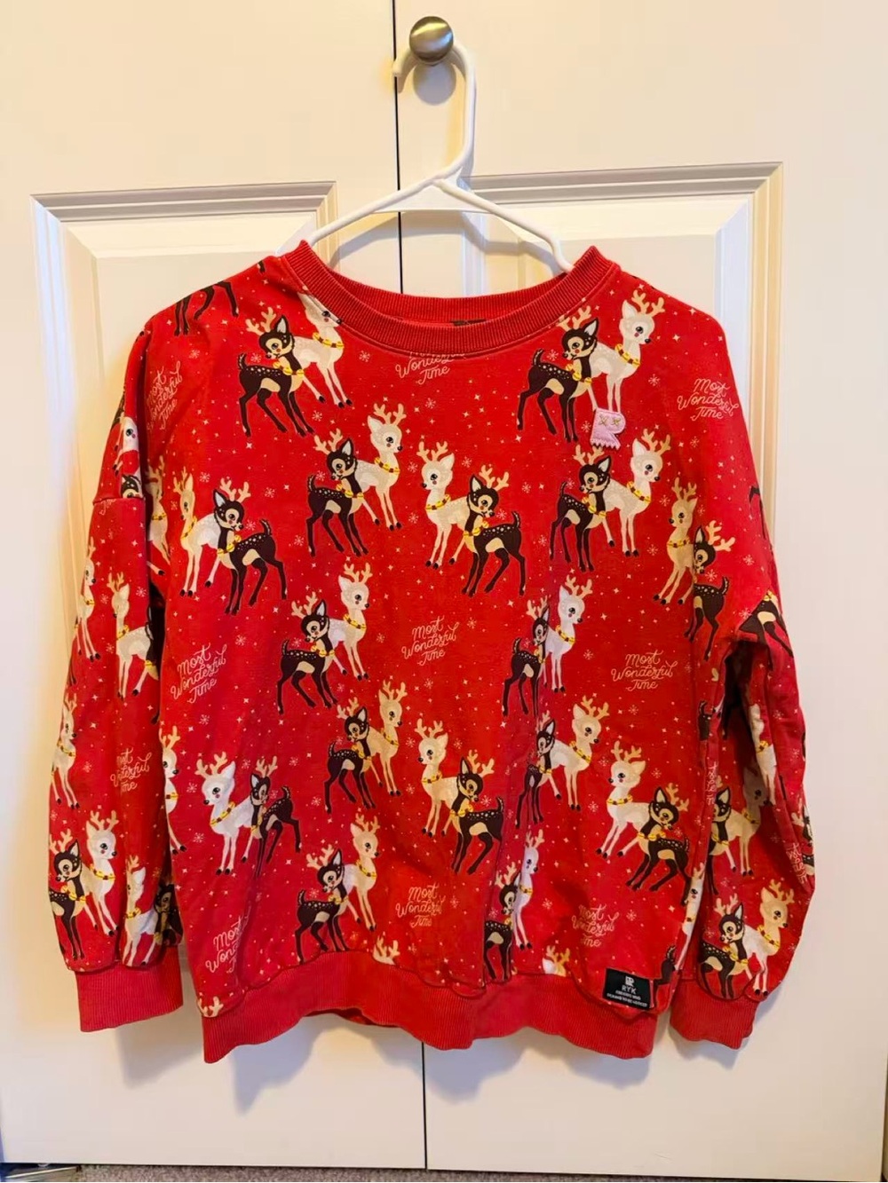 Rock your baby Red Reindeer Print Christmas kids Sweatshirt size 12